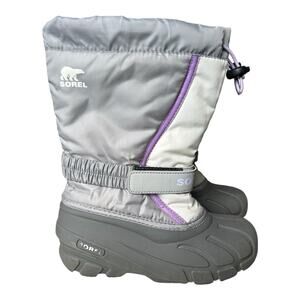 Sorel Flurry Winter Boots Youth Girls Size 3 Dove Euphoric Lilac Winter Snow